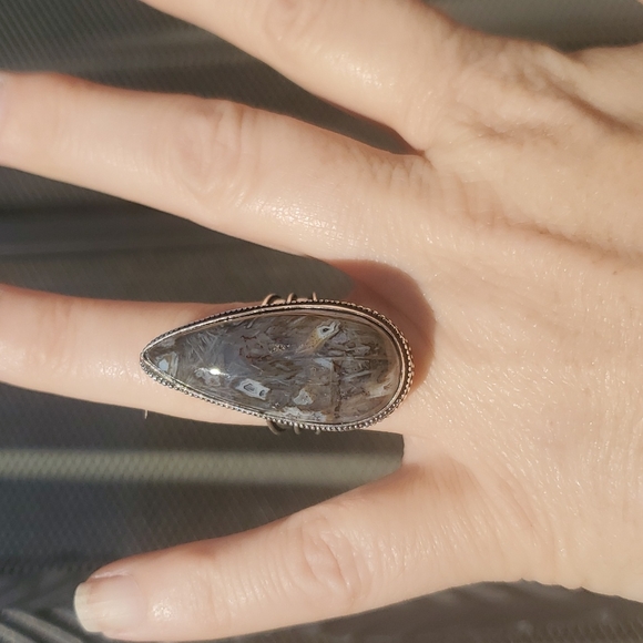 New Stick Agate 925 Silver Statement Ring. - Picture 8 of 16
